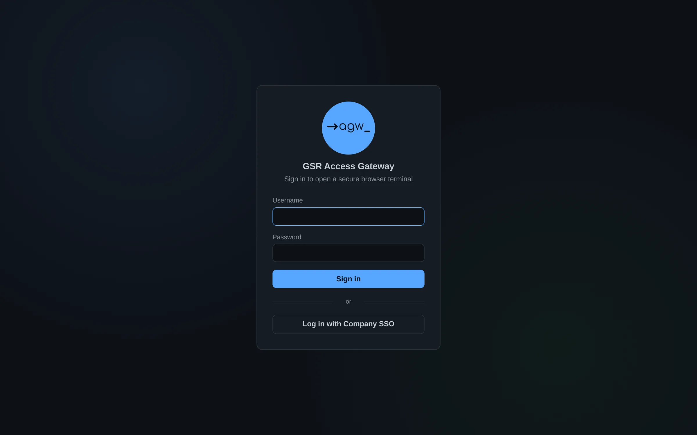 Sign-in page with company SSO