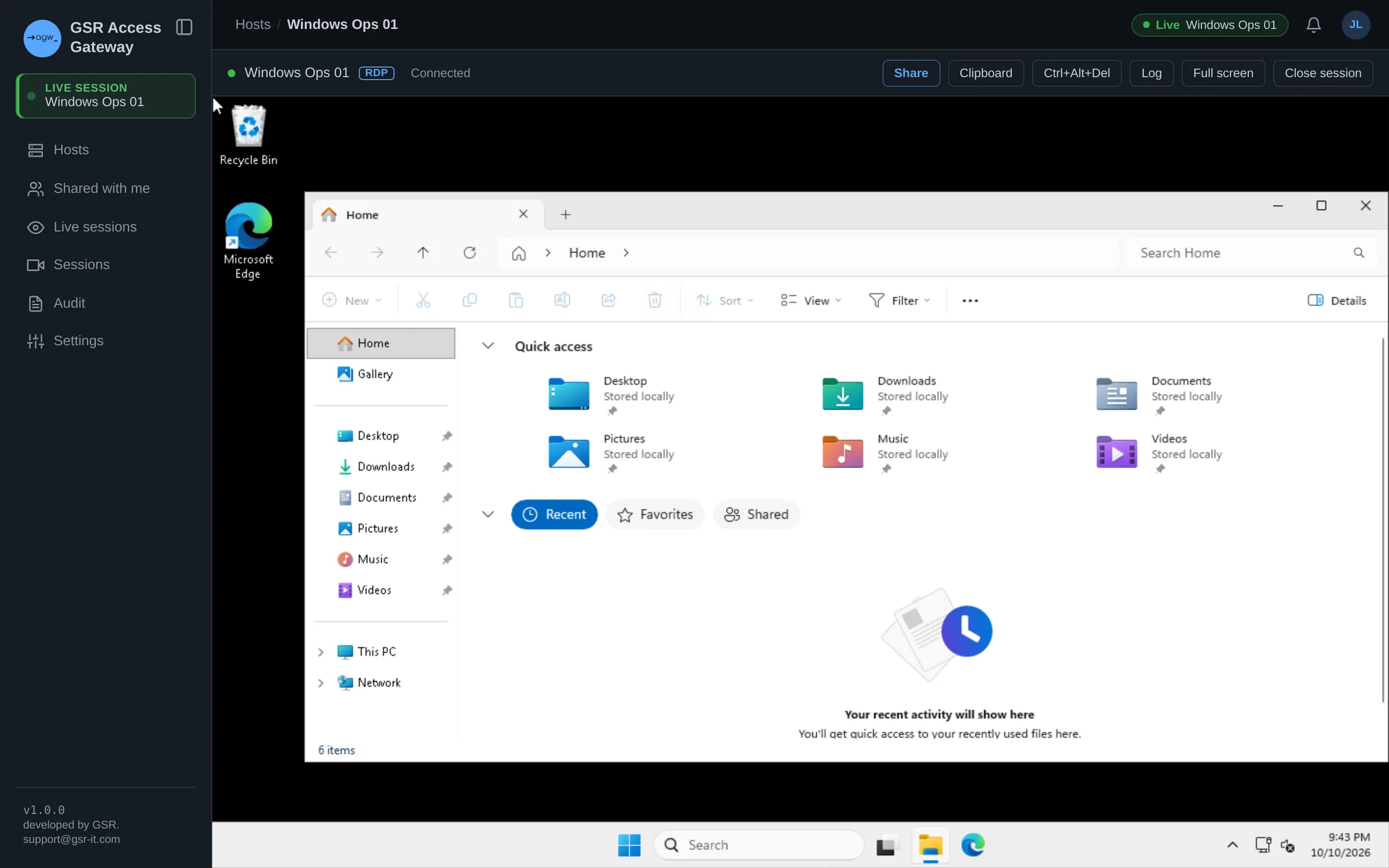 Windows desktop open in the browser